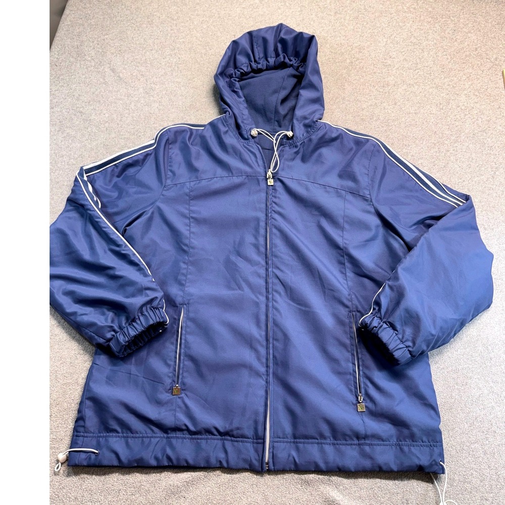 Everlast Mens XL Hooded Windbreaker Jacket Blue Full Zip Lightweight Drawstring